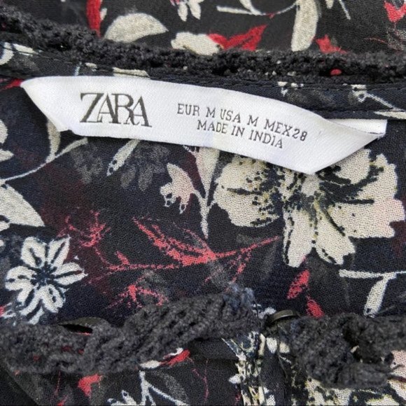 Zara Sheer Floral Boho Dress  Size M - Picture 7 of 7